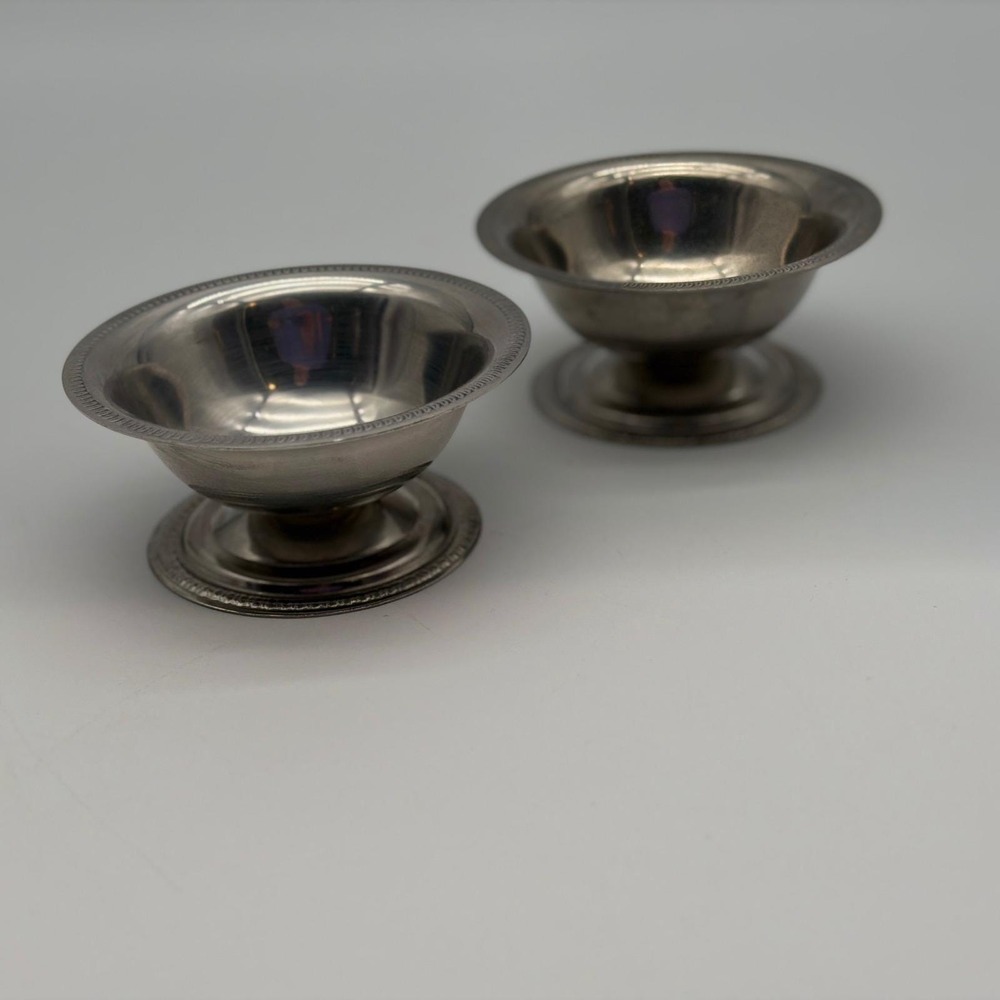 Vintage Stainless Steel Japan Footed Sherbet Dessert‎ Cups Beaded Rim Set of 2